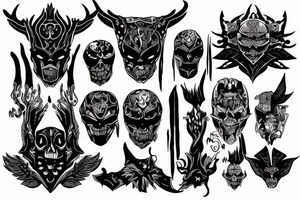Dark warriors with red accents tattoo idea