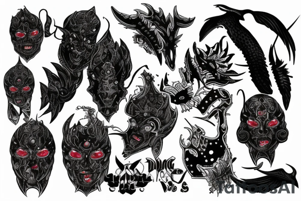 Dark warriors with red accents tattoo idea