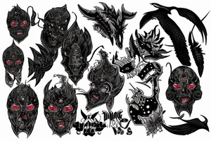 Dark warriors with red accents tattoo idea