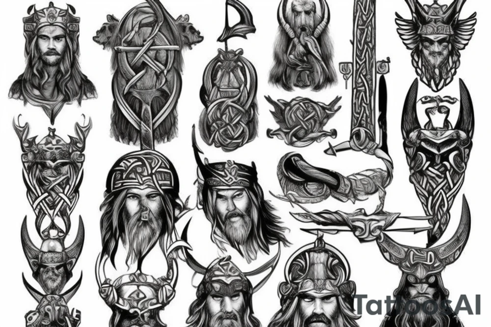 Viking, Odin, crown gungnir tattoo idea