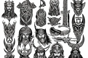 Viking, Odin, crown gungnir tattoo idea