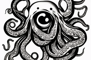 octopus holding bull skull tattoo idea