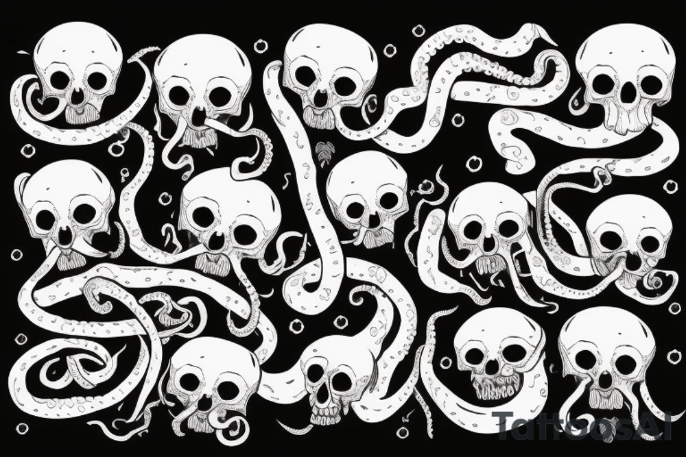 octopus holding a skull of bull tattoo idea