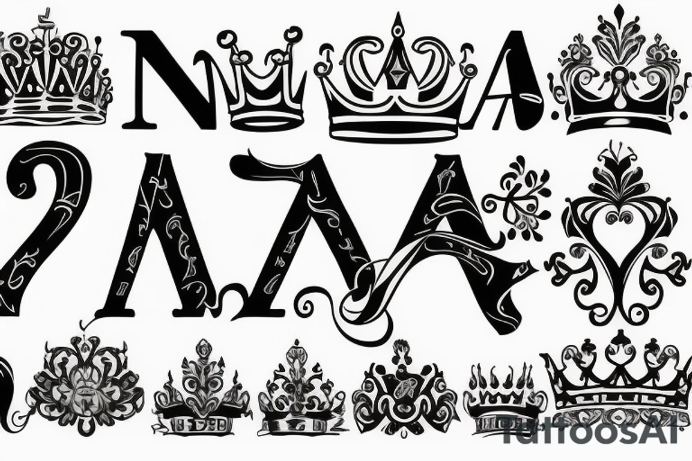 double letter "A" with crown on them tattoo idea