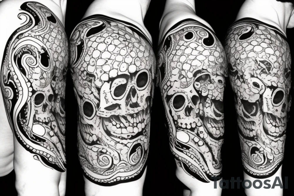 octopus with skull tattoo idea