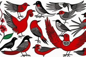 jian bird  in red tattoo idea