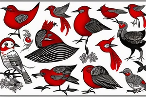 jian bird  in red tattoo idea