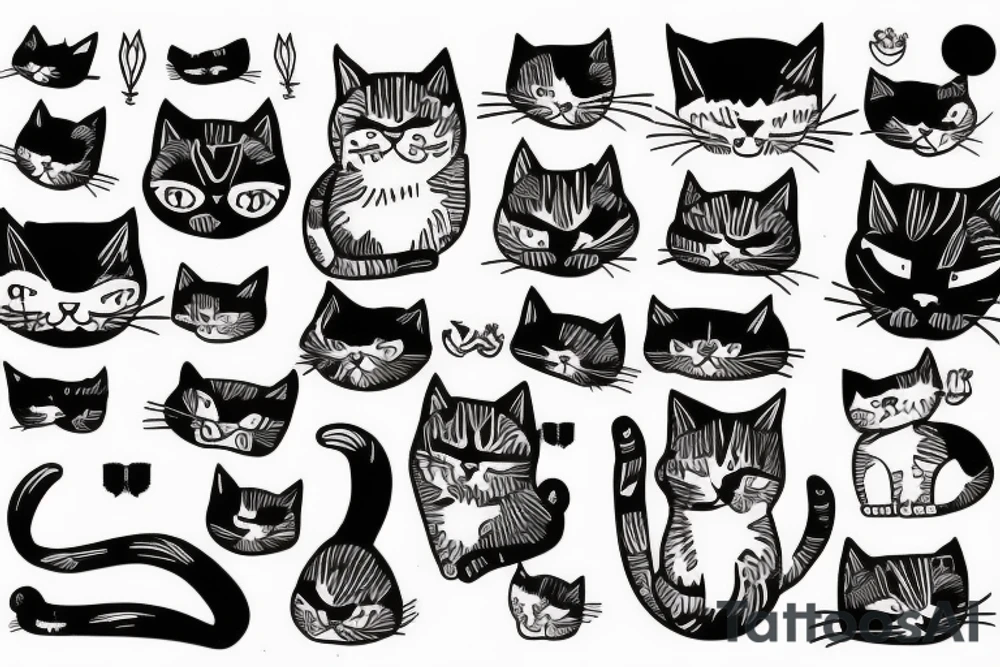 Junked up cat tattoo idea