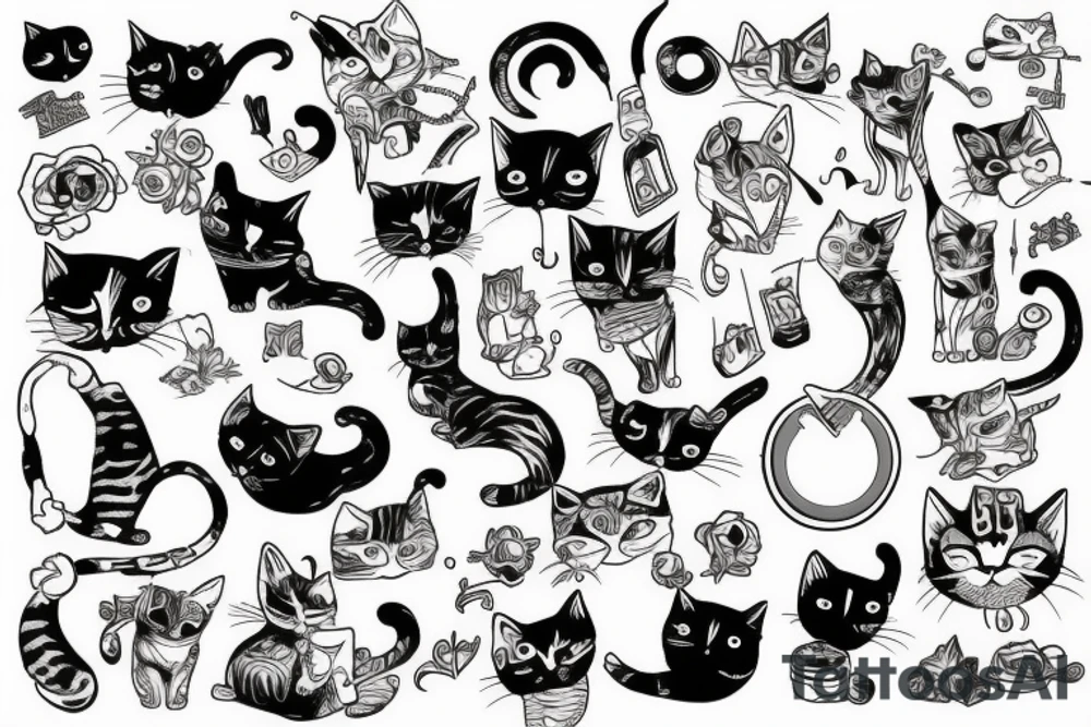 Junked up cat tattoo idea