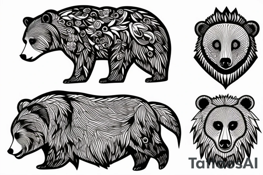 Russian bear and forest tattoo idea