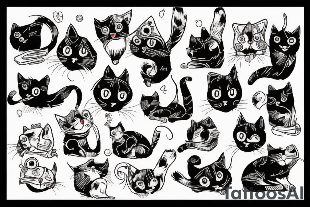 Junked up cat tattoo idea
