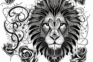 lion face, name: ''Leonard'' written in neo gothic tattoo idea