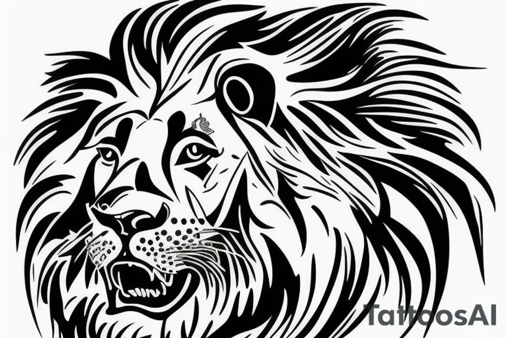 lion face, name: ''Leonard'' written in neo gothic tattoo idea