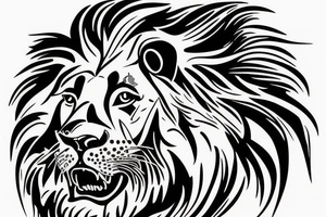 lion face, name: ''Leonard'' written in neo gothic tattoo idea