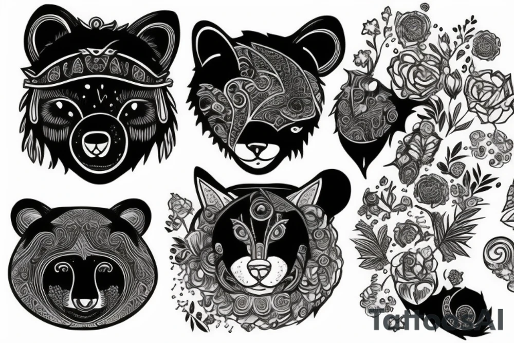 Bear with cat tattoo idea