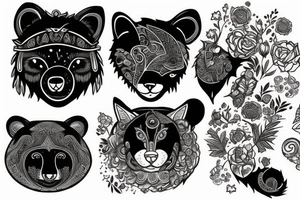 Bear with cat tattoo idea
