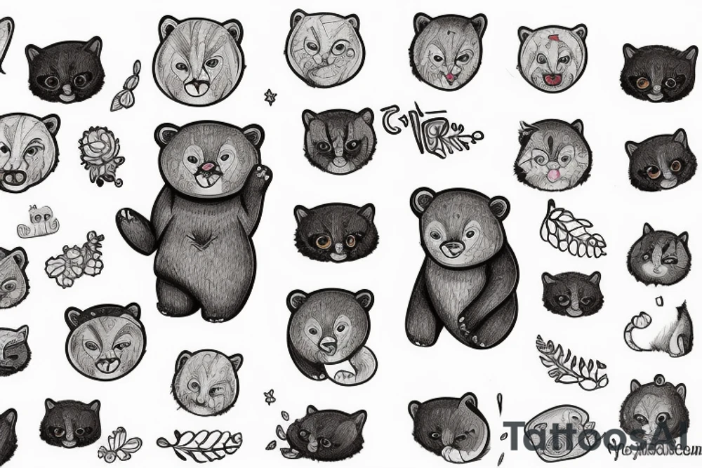 Bear with cat tattoo idea