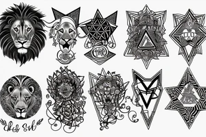 A lion in the form of a star of David tattoo idea