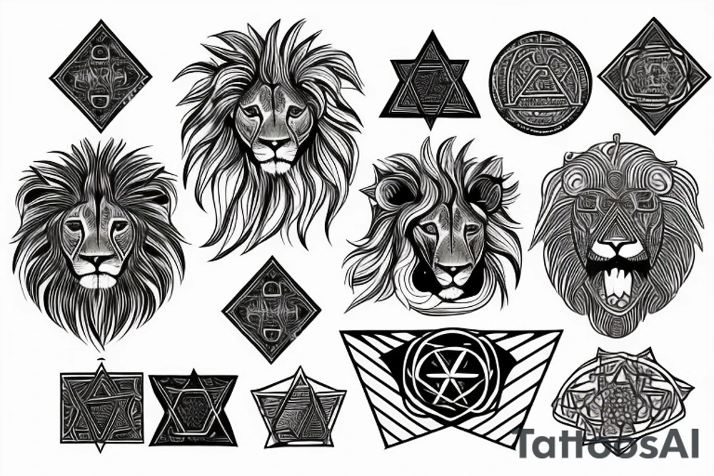 A lion in the form of a star of David tattoo idea