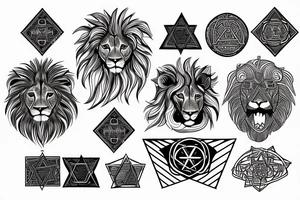 A lion in the form of a star of David tattoo idea