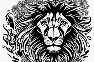 lion face, name: ''Leonard'' written in neo gothic tattoo idea