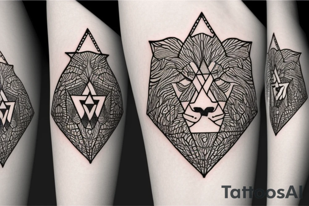 A lion in the form of a star of David tattoo idea
