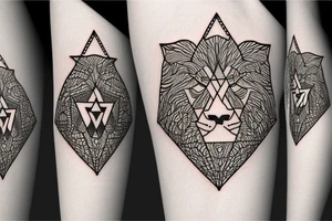 A lion in the form of a star of David tattoo idea