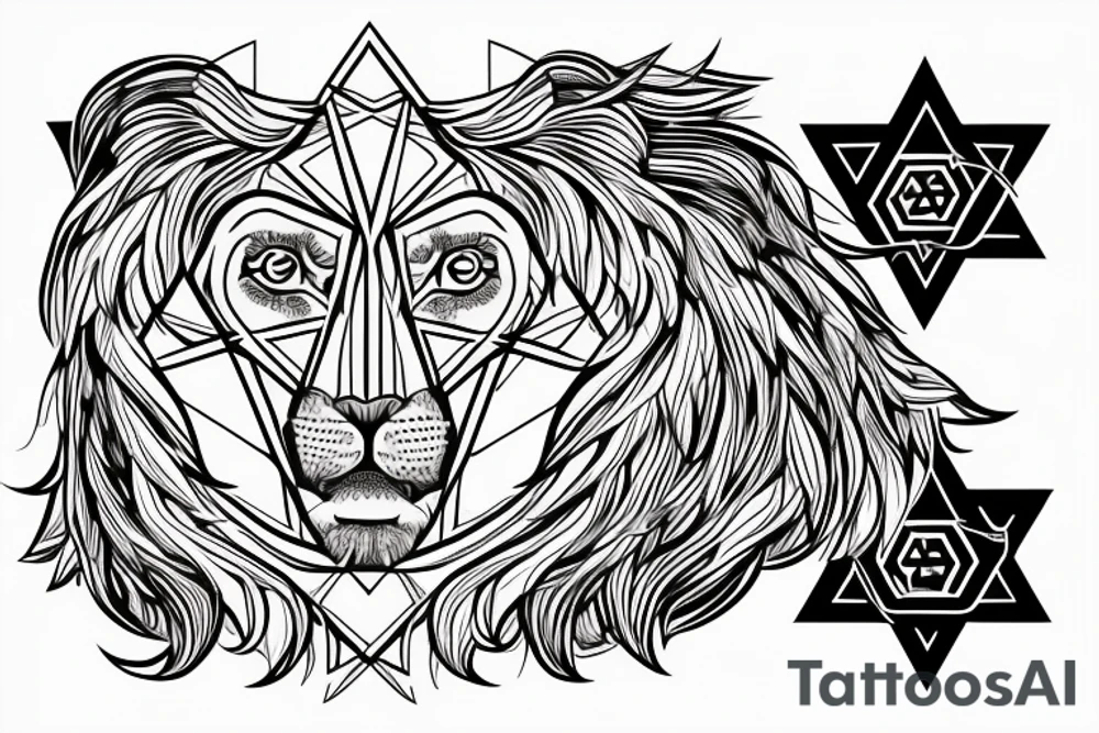 A lion in the form of a star of David tattoo idea