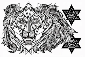 A lion in the form of a star of David tattoo idea