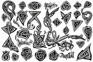 Trinity knot with long time dead written in front of it tattoo idea