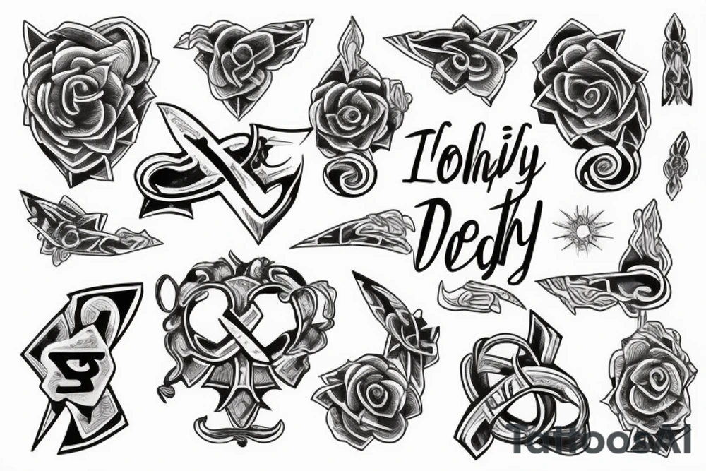 Trinity knot with long time dead written in front of it tattoo idea