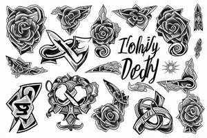 Trinity knot with long time dead written in front of it tattoo idea