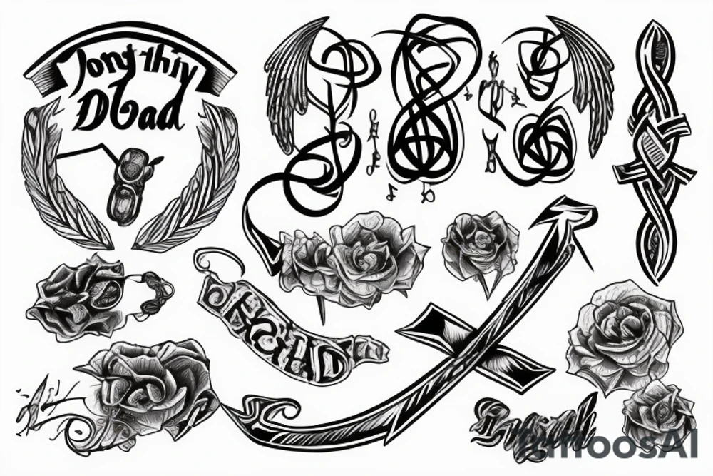 Trinity knot with long time dead written in front of it tattoo idea