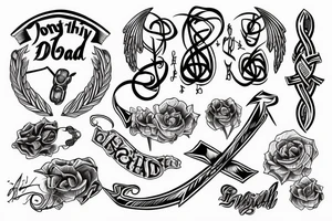 Trinity knot with long time dead written in front of it tattoo idea