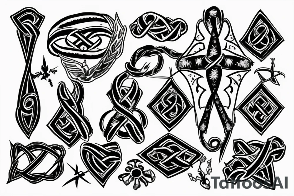 Trinity knot with long time dead written in front of it tattoo idea