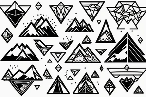 Mountain with a lake inside a diamond shape tattoo idea