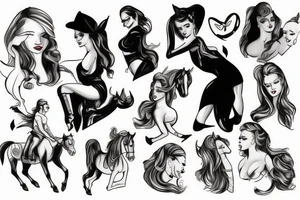 PINUP GIRL RIDING A HORSE tattoo idea