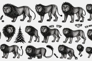 lion, forest, sky tattoo idea