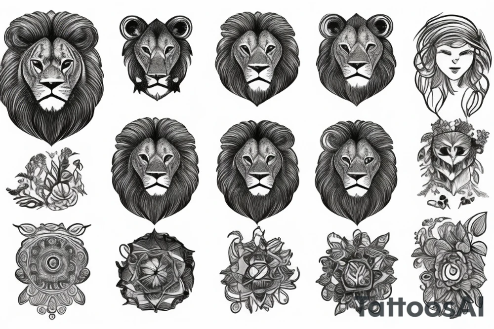 lion, forest, sky tattoo idea