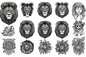 lion, forest, sky tattoo idea