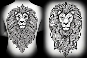 lion head walking out from a forest tattoo idea