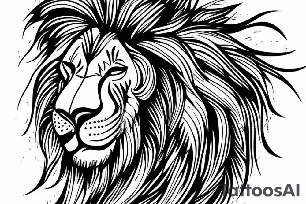 lion head walking out from a forest tattoo idea