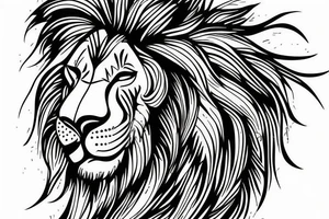 lion head walking out from a forest tattoo idea