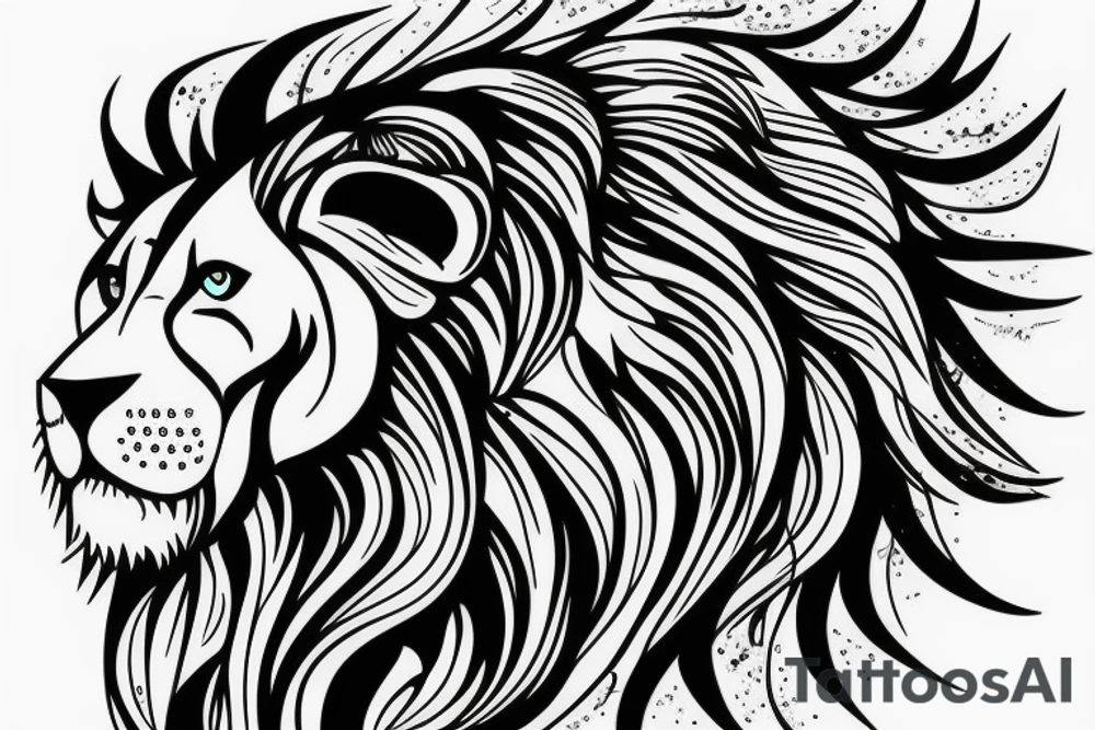 lion head walking out from a forest tattoo idea