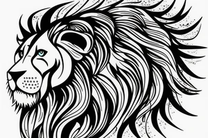 lion head walking out from a forest tattoo idea