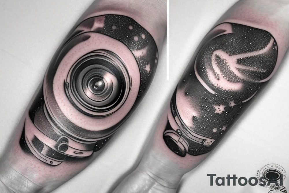Camera and galaxy tattoo idea