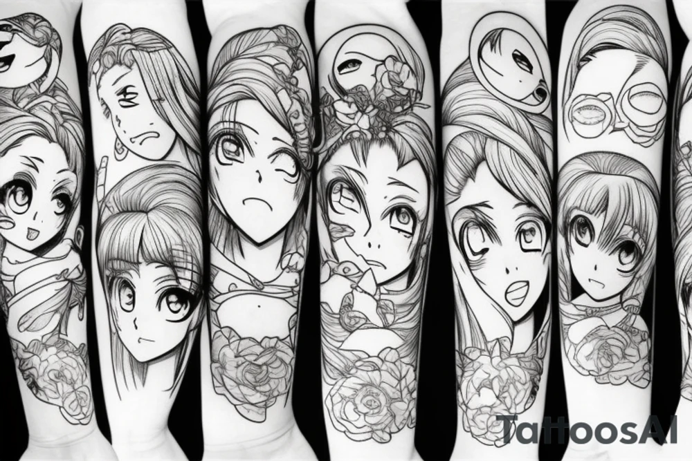 anime girl tattoo idea