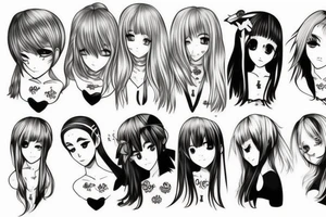 anime girl tattoo idea