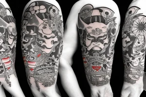 Samurai kitty warrior tattoo idea