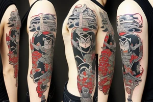 Samurai kitty warrior tattoo idea